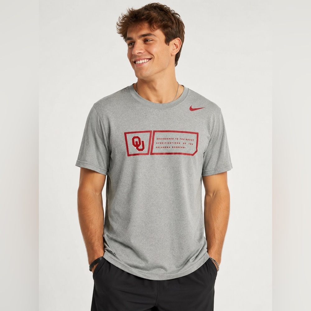 Nike Dri-FIT Oklahoma Sooners OU Gray Athletic T-Shirt Men’s XL Tee